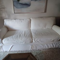 White Roll Arm Slipcover Sofa