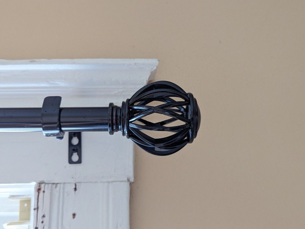 Black Curtain Rod With Decorative Ends