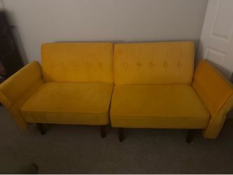 Yellow Velvet Couch - Separable - Folds Down
