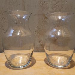 Pair Of Clear Glass Vases