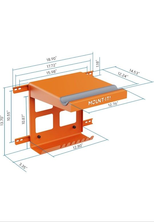 Mount-It! Bike Wall Mount Rack with Shelf and Hooks, Horizontal Indoor Bike Rack Garage Home, Space Saving Wall Mounted Hanger for a single Road, Moun