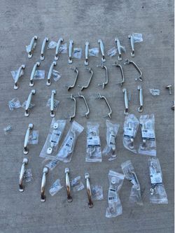 37 Cabinet Pulls (3-3/4” Center-to-Center), 2 Knobs & Bathroom Hardware Set - Silver