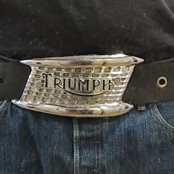 Vintage Triumph Motorcycles Tank Badge Leather Belt 1970's Rare