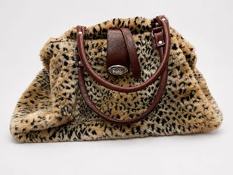 Vintage Faux Fur Leopard Print Satchel Handbag - Y2K Style