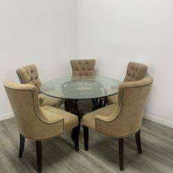 Glass Table With 5 Chairs
