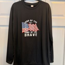 Men’s Large Black Lightweight “Home of the Brave” America Long Sleeve Shirt $10