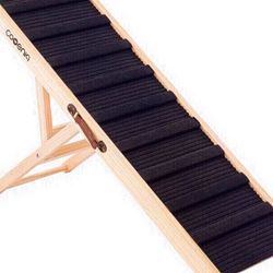 Cooenia Dog Ramp for Bed Adjustable Pet Ramp for Couch, Folding Portable Dog Bed Ramp with Non-Slip Carpet Surface, Natural Wooden, Height from 13.8" 