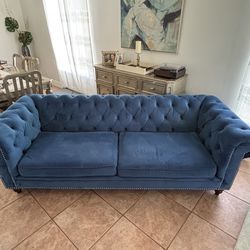 Tufted Velvet Teal Sofa