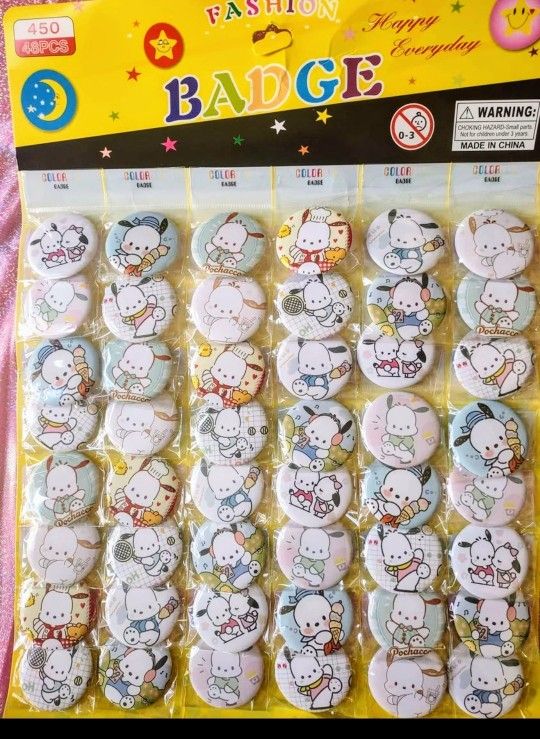 New Pochacco Badges - $1 each or 6 For $5