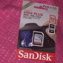 Memory card 64GB-SanDisk Ultra Plus SDXC UHS high speed for Full HD Video- BRAND NEW