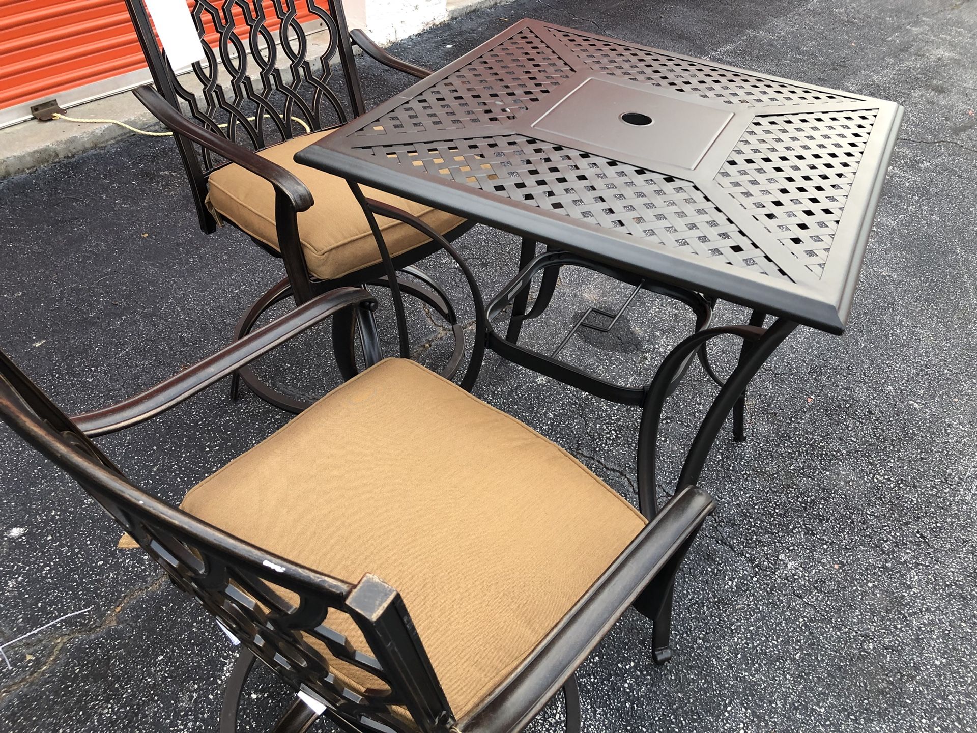 Hampton bay Fall River high bistro table with 2 home decorators collection ridge falls chairs