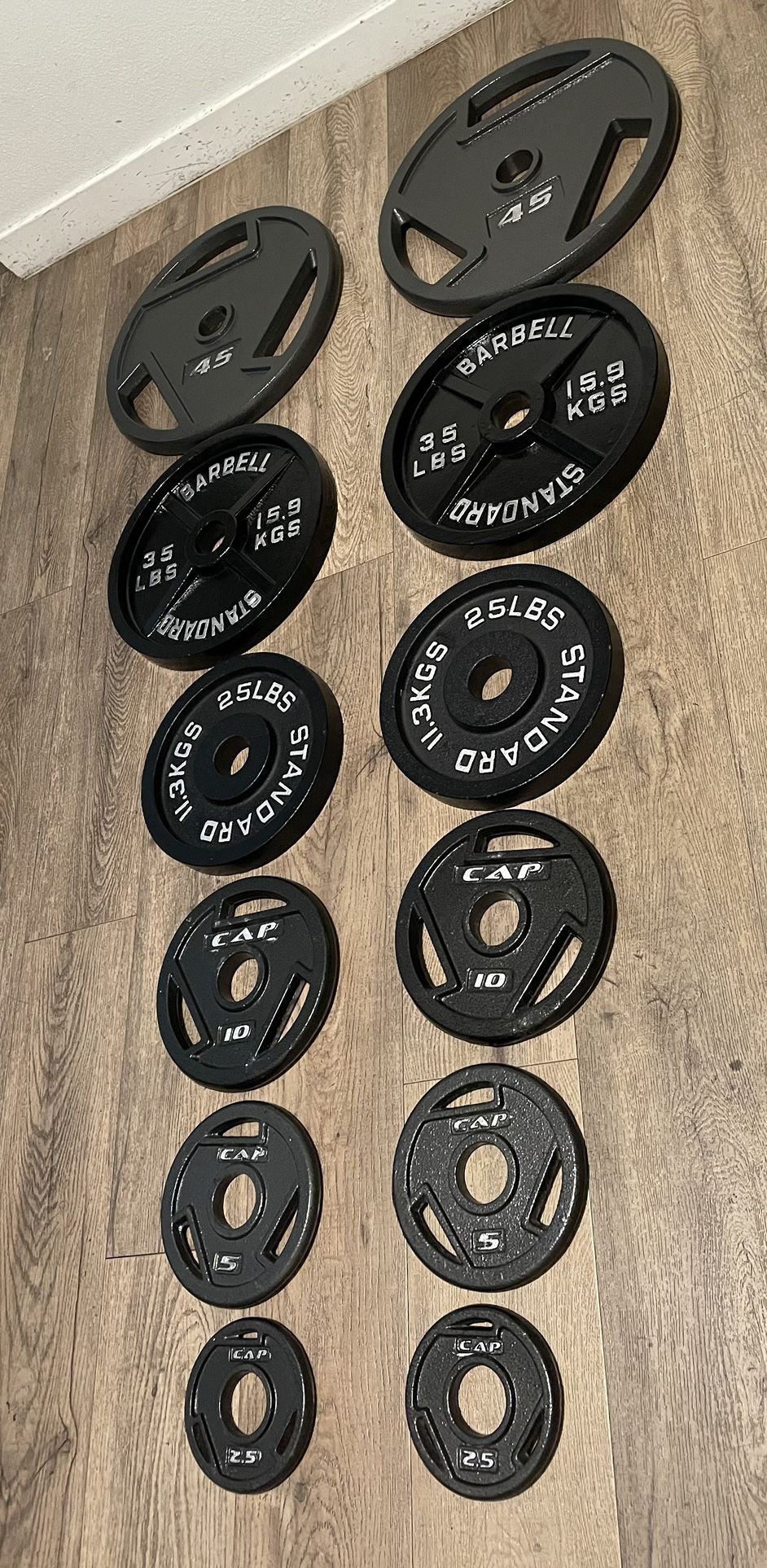 Brand NEW Full Set Of Olympic Weight Plates [Cast iron = 245 lbs]