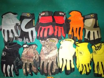12 Assorted Clean Pairs Of Large Firm Grip All Purpose Work Gloves / Utility Gloves.