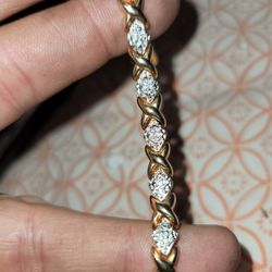925 Silver Gold Tone Braclet 