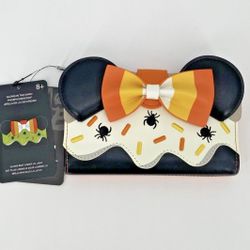 Loungefly Disney Minnie Mouse Candy Corn Cupcake Flap Wallet Glow In Dark NWT