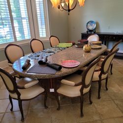 Granite Dinning Room Table With 8 Chairs 
