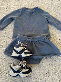 Baby Girl Lot (outfit And Nike Shoes) 6m