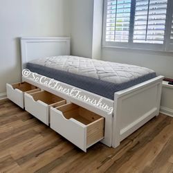 Twin Bed And Mattress With Drawers 