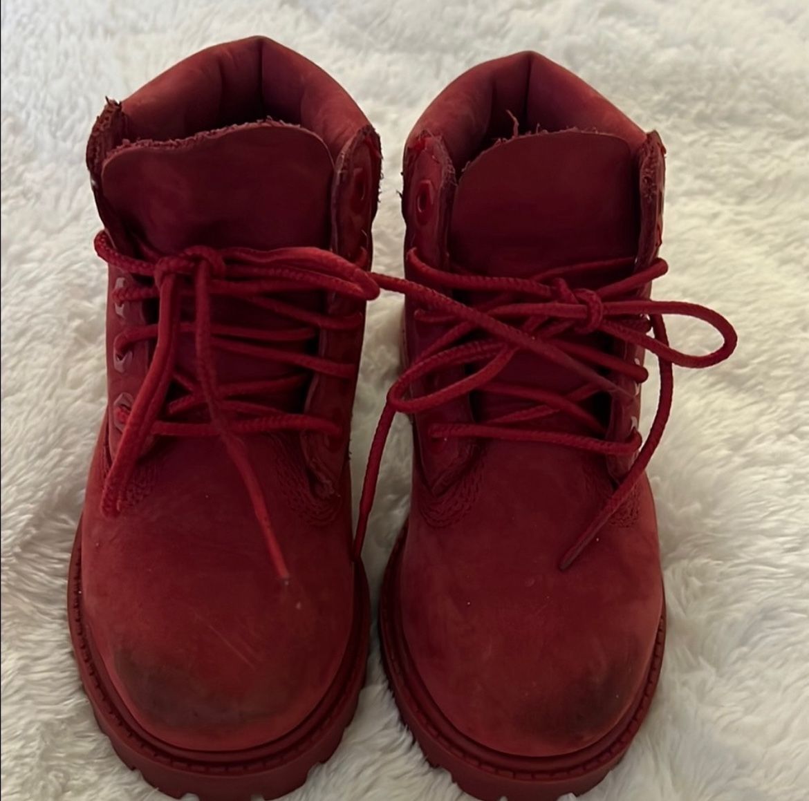 Kids Red Timberland boots Size 8