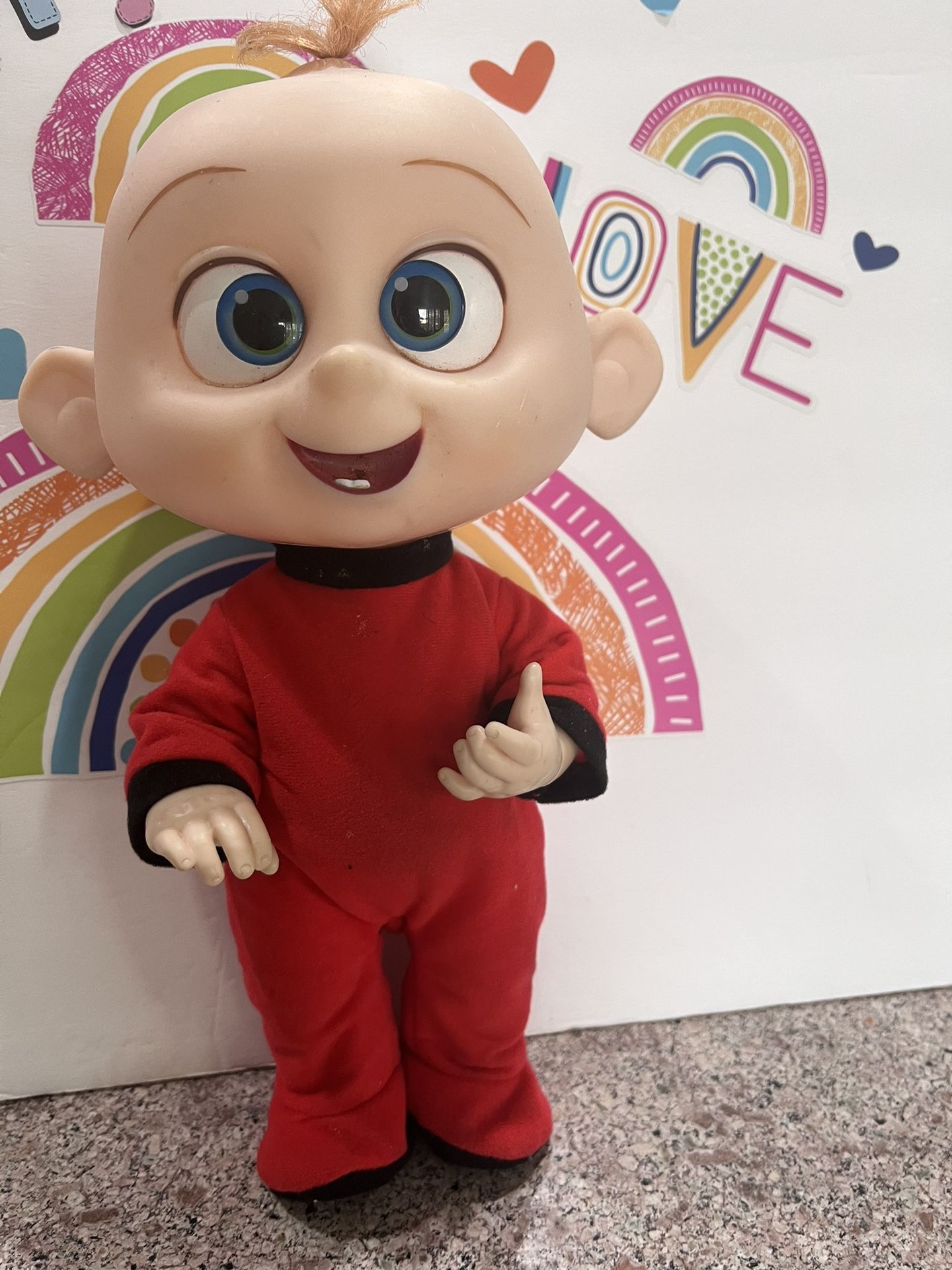 INCREDIBLES 2 BABY JACK JACK ATTACK - 13 INCH TALKING CRYING DOLL! Face Turns Red!!