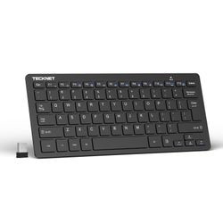 2.4G Wireless Keyboard - Mini Compact Keyboard With Media Hotkeys, 12-Month Battery Life, Compatible With PC, Desktop, Laptop, Smart TV - Black