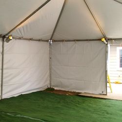 white tent 20x30 artificial grass tables chairs tablecloths decorations