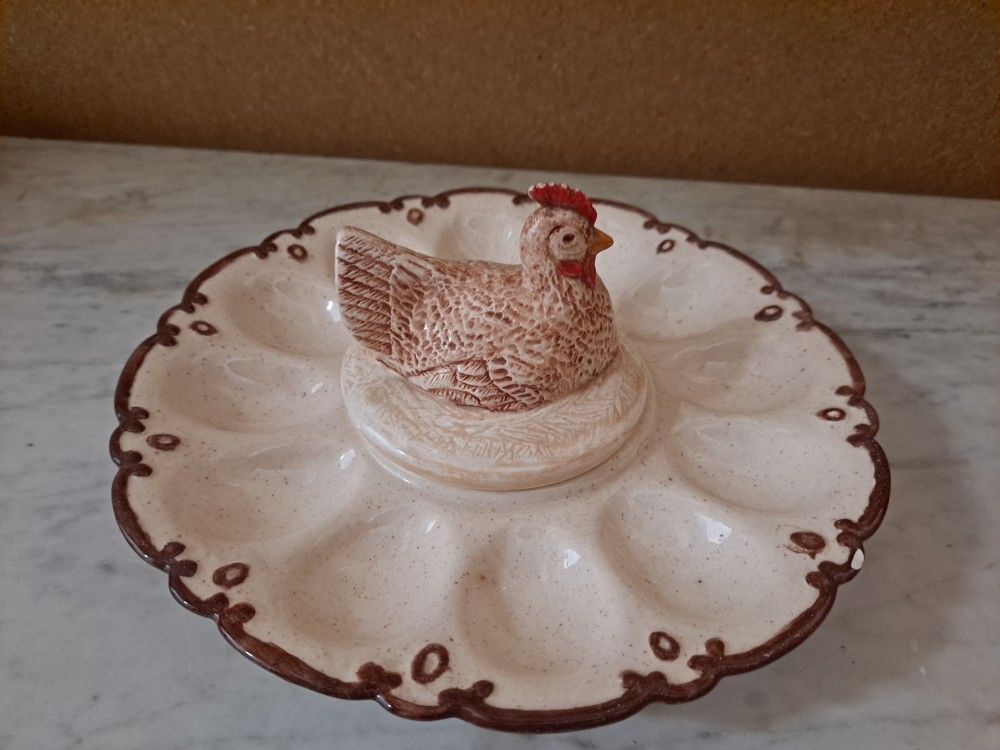 Vintage ceramic deviled egg platter