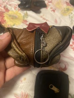 Vintage Real Cow Leather Animal Coin Purse - Handmade