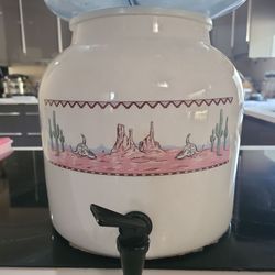 Vintage Southwestern Ceramic Water Crock Dispenser Desert Decor