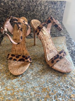 Leopard-Print Strappy Stiletto Sandals size 7