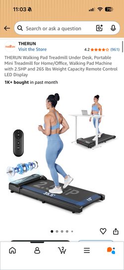 THERUN Walking Pad Treadmill Under Desk, Portable Mini Treadmill for Home/Office, Walking Pad Machine with 2.5HP and 265 lbs Weight Capacity Remote Co