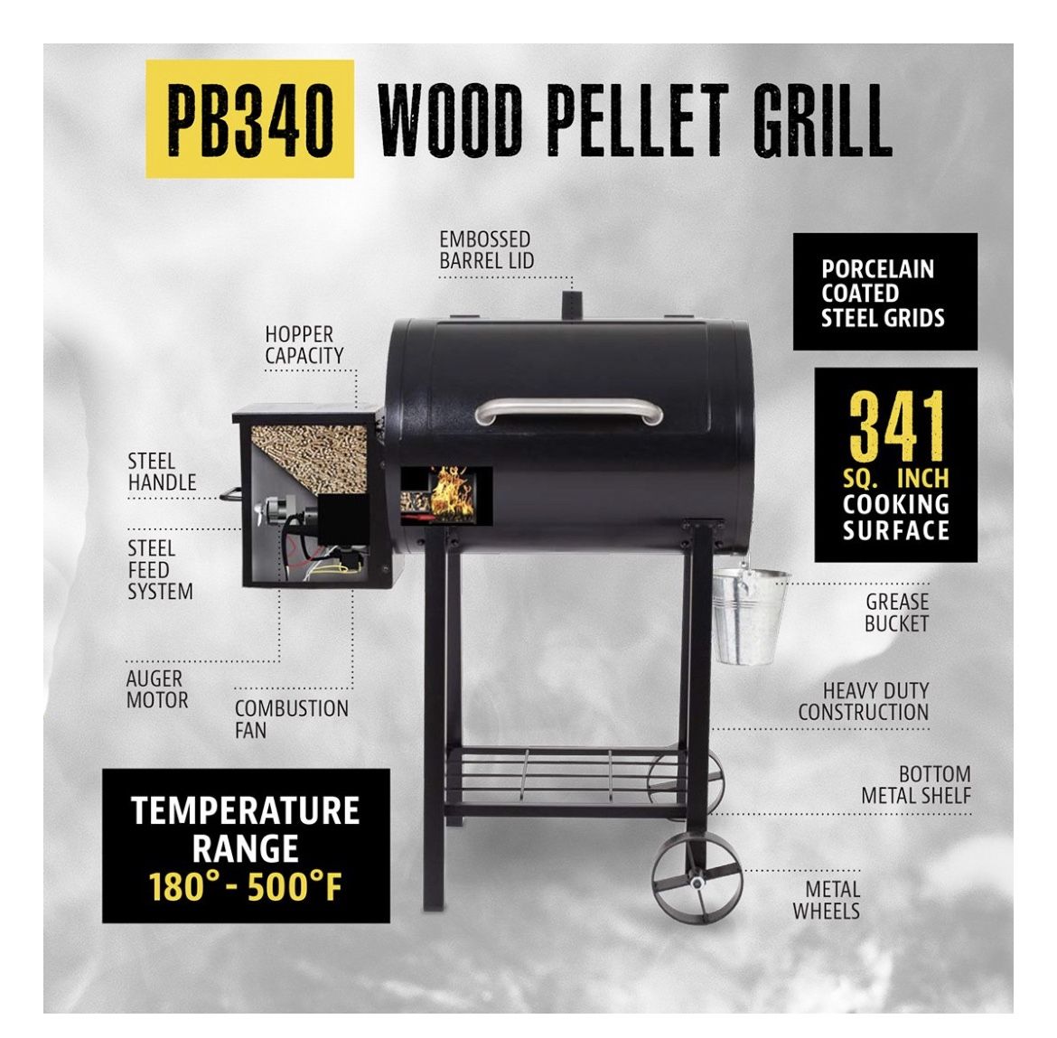 Pit Boss PB340 Wood Pellet Grill And Smoker