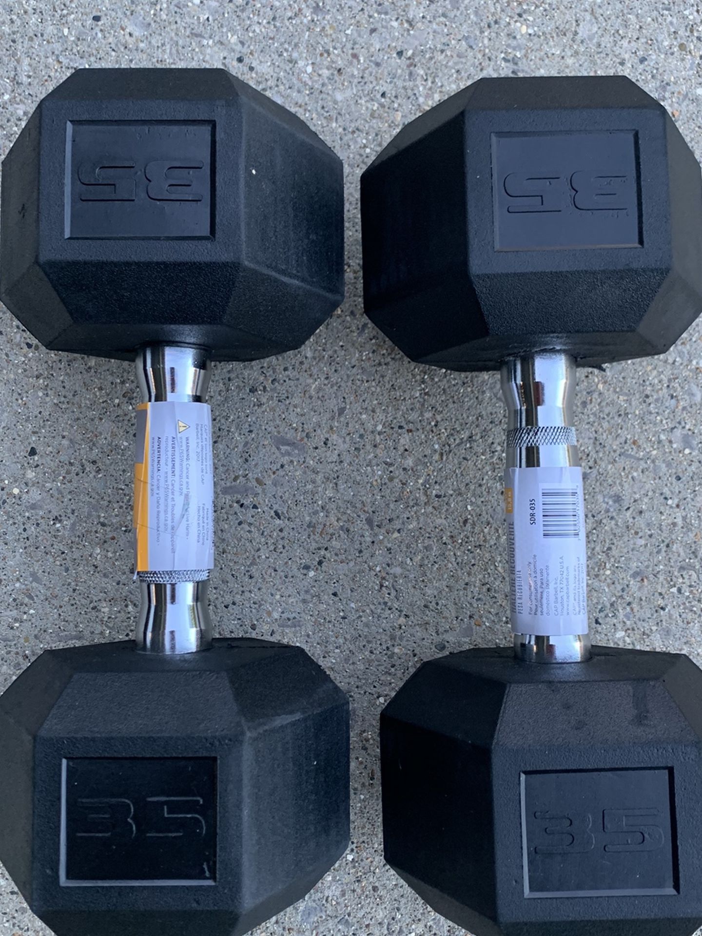 35 lbs RUBBER DUMBBELL SET