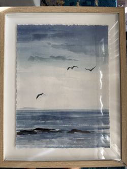 Pair of Framed Coastal Watercolor Prints 16x20