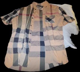 Mens Burberry Short Sleeve Button Up Shirt