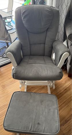 Glider Rocker with ottoman in grey and white