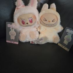 Lot Of 2 Labubu Have A Seat Dada And Sisi Plush Toy Keychain 