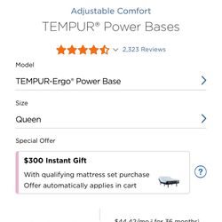 Tempurpedic Pro adapt Medium Bed And Tempur Ergo Power Base Queen Size Combo 