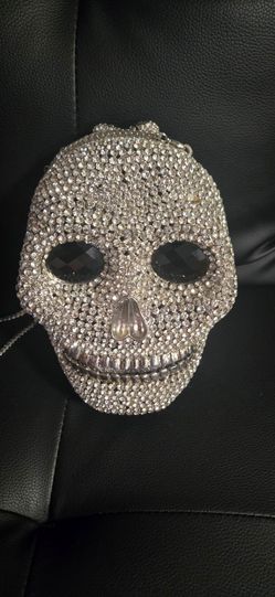 Crystal Rhinestone Skull Clutch Purse