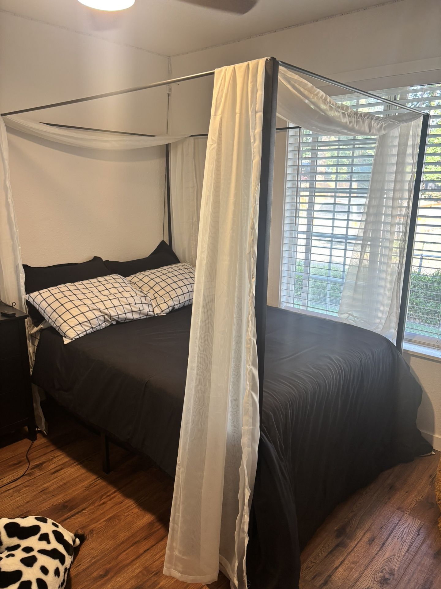Full Size Bed frame With Mattress And Shear Coverings