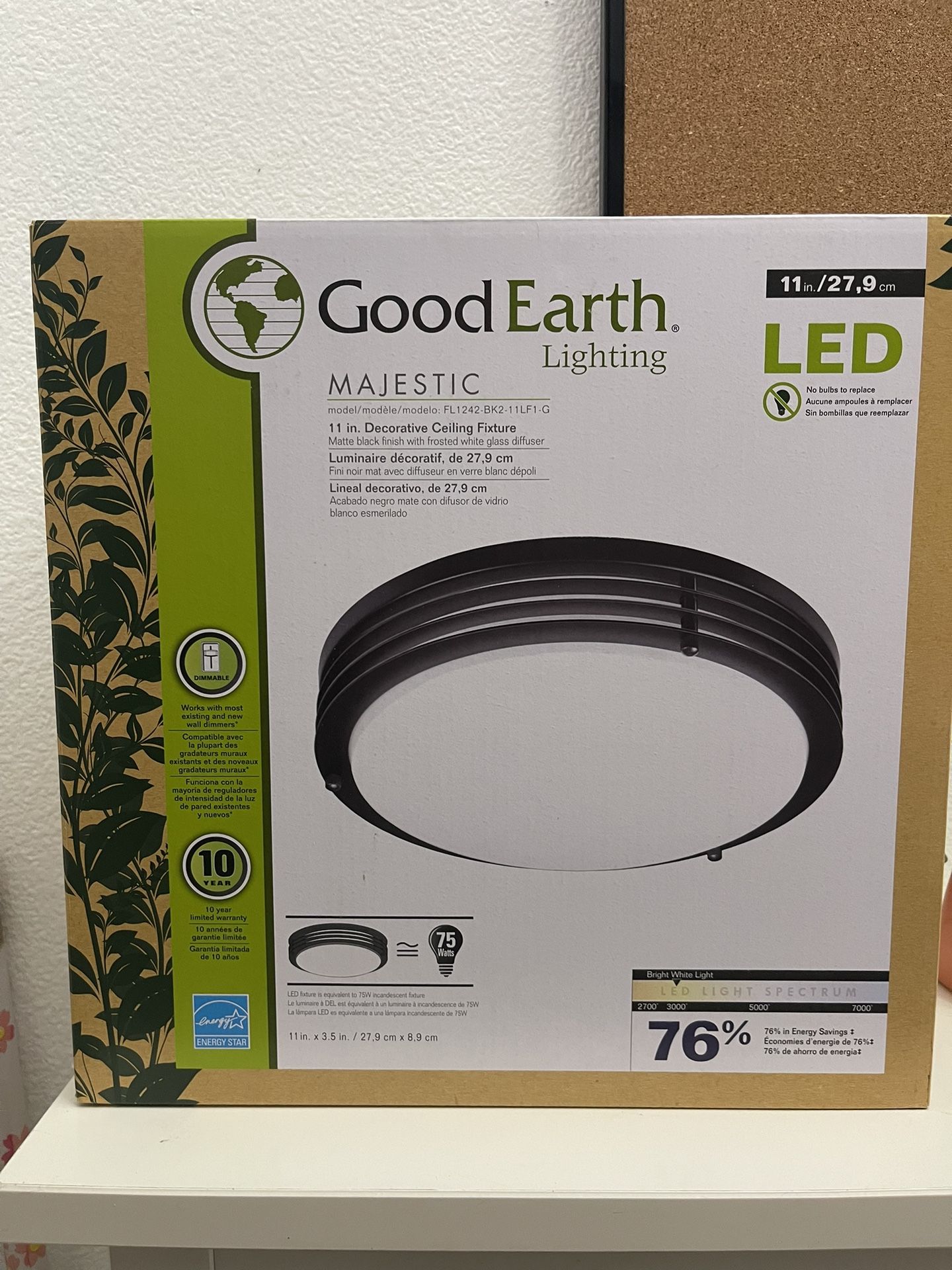 Good Earth LED - MAJESTIC  11" Black Finish Ceiling Fixture - Hallway Dining Light 