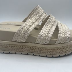 MIA Sandals Womens 8.5 M Leomie Slip On Braided Platform Slide Beige Casual EUC