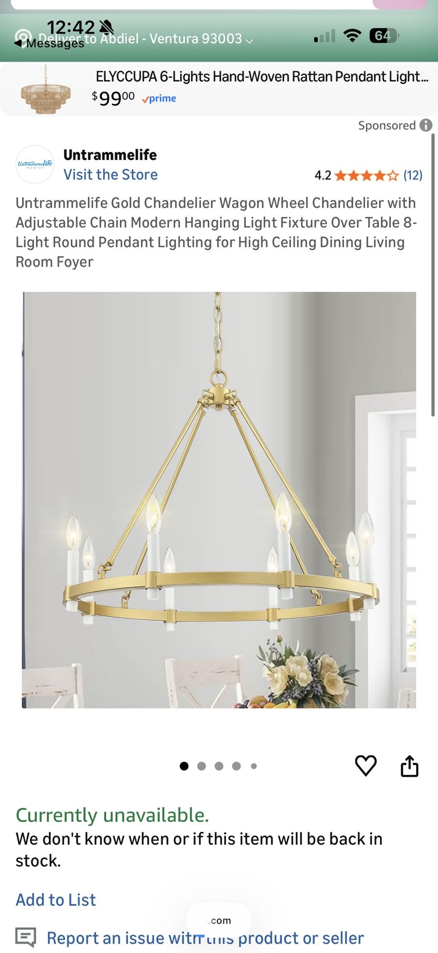 Gold Chandelier Wagon Wheel