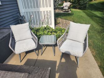 Patio Chairs with Removable Cushions and Matching Table