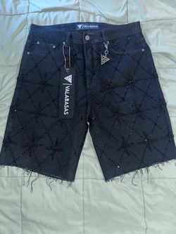 Valabasas Black Denim Shorts with Beaded Detail size 34