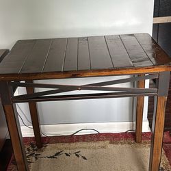 Beautiful Real Wood Side Table With Metal Accents In Excellent Condition
