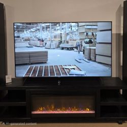 Proudly Made In USA 82" TV Stand Fireplace! 3 Finishes Available! 