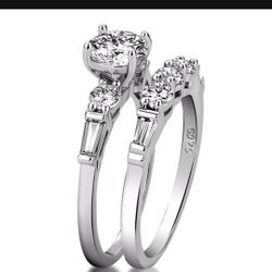 ❤️* 2 PC Wedding Engagement Rings White Sapphire Stamped 925 Sizes 6/7/8/9/10. *See My Other Items^p