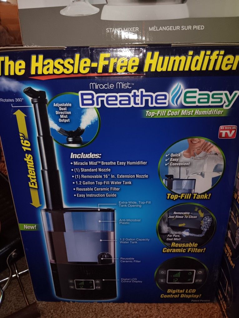 Breathe Easy  As Seen On TV  1.2 gal. 400 sq. ft. Digital  Humidifier new