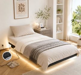 2 Bases de Cama Twin con Luces LED – Como Nuevas (Se Venden Juntas)